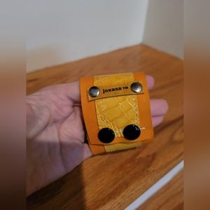 NWOT Orange & Yellow Leather Cuff Bracelet